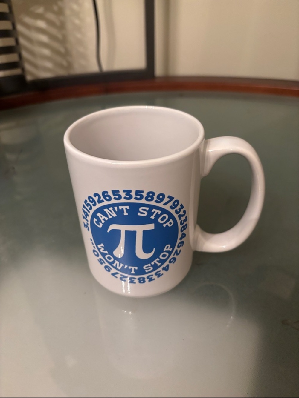 White Pi Symbol Ceramic Mug - Can't Stop Won't Stop